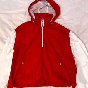 forever 21 red & white half zip up windbreaker